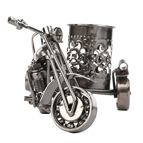 MyGift Motorcycle & Sidecar Pencil Cup, Office Desktop Pen Holder, Gunmetal Gray