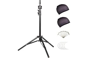 GEXWORLDWIDE 54" Mannequin Tripod Stand for Wig Cosmetology Training Practice Doll Manikin Head Tripod Wig Stand With Travel Bag (Black)