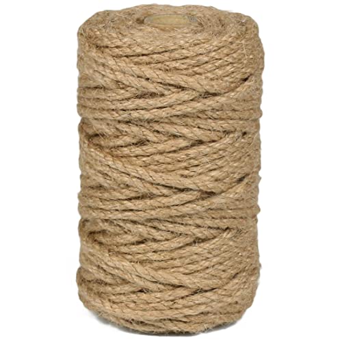 PerkHomy Jute Rope 5mm 105Feet Natural Thick Twine for Crafts Gardening Cat Scratching Post Home Decoration Packing Bundling Bulk Heavy Duty (105FT * 5mm)