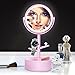 LED Lighted Makeup Mirror / Circle Touch Screen Vanity Mirror, Bathroom Countertop Cosmetic Mirrors with Organizer, Batteries or USB Charging, 360° Free Rotation - Pink