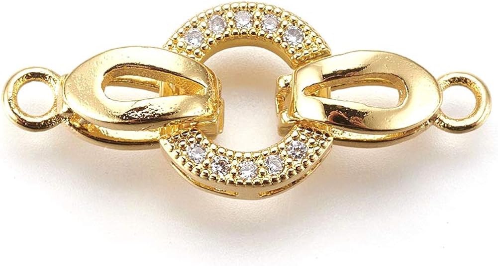 Craftdady 5 Sets 18K Gold Fold Over Clasp with Rhinestone Micro Zirconia Closure End Clasp