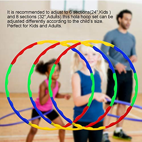 WeiMeet 3 Pack Hula Hoop for Kids and Adults, 32 Inch Adjustable Size Plastic Hula Hoops Rings for Sports Playing Games