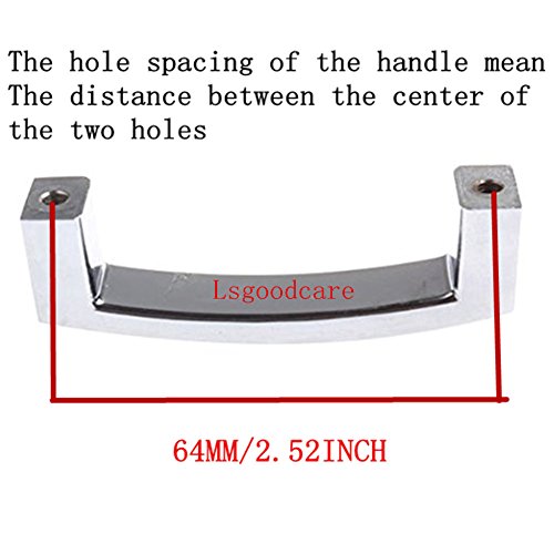 Lsgoodcare Silver 64MM/2.52 Inch Europe Simple U Shape Style Crystal Glass Furniture Door Drawer Pull Handle Cabinet Pull Handle Kitchen Knobs-10Pack
