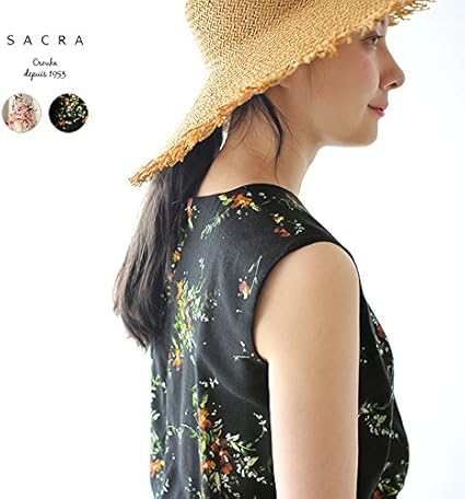 Amazon Co Jp サクラ Sacra マルチ フラワープリント ワンピース 38 M Black Col 990 服 ファッション小物