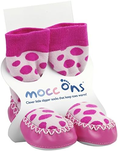 Clever Little Moccasin Style Slipper Socks for Kids - Pink Spot, 24-36 Months