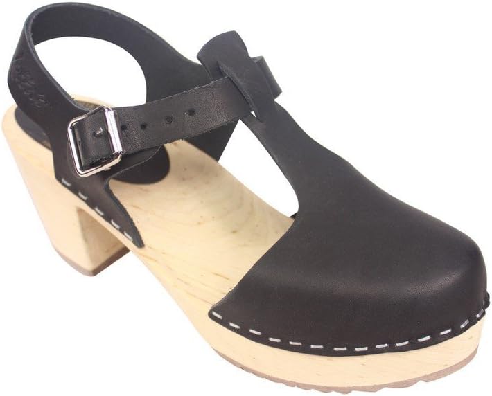 Lotta From Stockholm Highwood T-Bar Clogs in Black