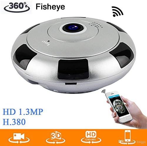 Maizic Smarthomes Silver Round Mini HD 1080P 3D VR WiFi IP 360 Degree FishEye Panoramic Smart Camera with 6 IR Night Vision, 2 Way Intercom, SD Card Slot Up to 64 GB