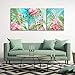 RUISHI Canvas Wall Art 3 Pieces Flamingo Boho Decor for Bedroom Animal Picture Palm Leaves Green Tropical Plant Prints Framed Posters Hanging Artwok Living Room Kids Rooms Decoration 16L x 12W