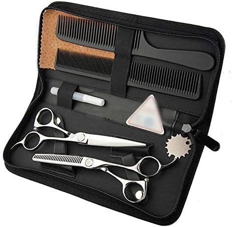 Cvthfyk 6-inch Hairdresser Professional Haircut Set, Big Samurai Cut Flat + Tooth Scissor (Color : Silver)