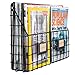 Wall35 Rivista 2 Compartment Multipurpose Wall Mounted Farmhouse Design Basket - Wide Magazine Rack Metal Wire (Black)