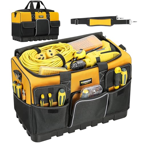 LBOYLOVE® Tool Bag, 20-inch Tool Organisers, 600 Denier Large Tool Bag for Home DIY & Equipment Storage, Yellow and Black (50cm/20inch)