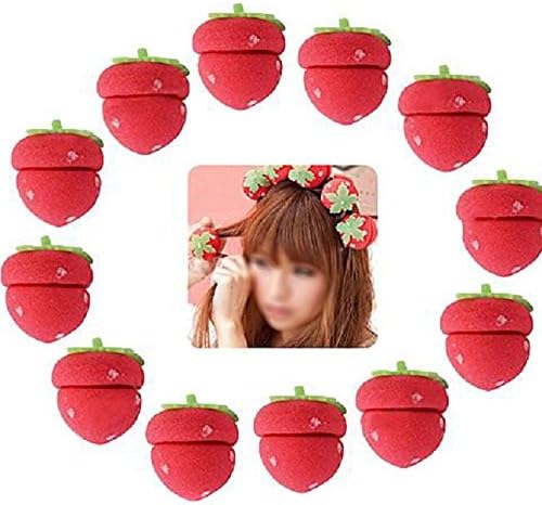 12x Foam Strawberry Hair Care Soft Round Sponge Balls Curlers Rollers Bun Tool