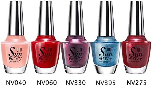 UNT 5 Pcs Gel Effect Nail Lacquer, No UV/LED Light Needed, Quick Dry Nail Polish, 15ml/0.5oz Each (Set5)