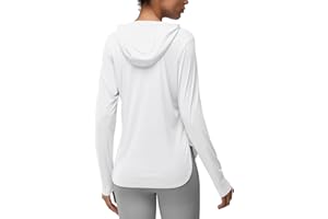 RAMUNRO Women's Rash Guard Long Sleeve UV Sun Protection Shirts with Kangaroo Pocket Hoodie UPF 50+ Lightweight SPF Tops for Hiking
