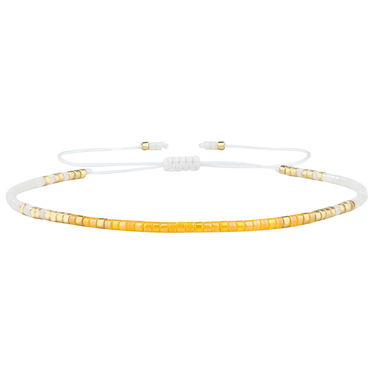 KELITCH New Miyuki Seed Bead Wrap Bracelets Woven Bohemian Friendship Bracelets Bangles for Women (Yellow 20I)