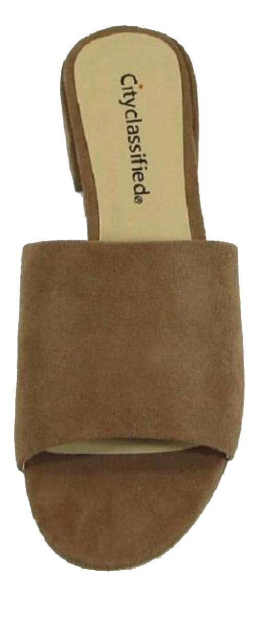 City Classified Women's Block Heel Slip On Clog Mule Sandal (6.5 B(M) US, Light Tan) - Image 4