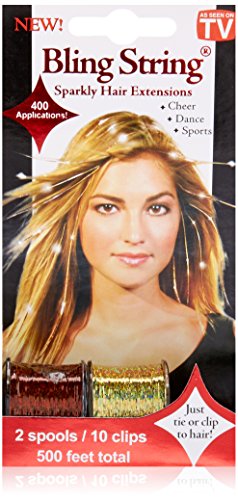 MiaBling String, Pretty, Sparkly, Hair Tinsel Extensions On Convenient Spools, 500 Feet/300 Applications, Beautiful Hologram Brown and Gold, For Women And Girls 1 pc