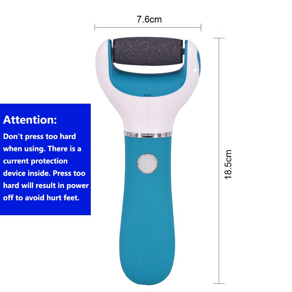 BOMPOW Foot Scrubber Electric Callus Remover Rechargeable Foot File Hard Skin Remover Pedicure Tools Electronic Callus kit for Cracked Heels and Dead Skin with 2 Roller Heads, Blue : Beauty