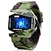 Military Cool LED Display Colorful Light Digital Sport Waterproof Stealth Fighter Plane Shaped Wrist Watches with Silicone Strap Land