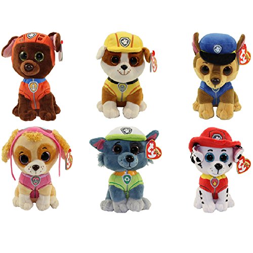 Ty Paw Patrol Beanie Babies - Set of 6! Marshall, Chase, Skye, Rocky, Rubble and Zuma!