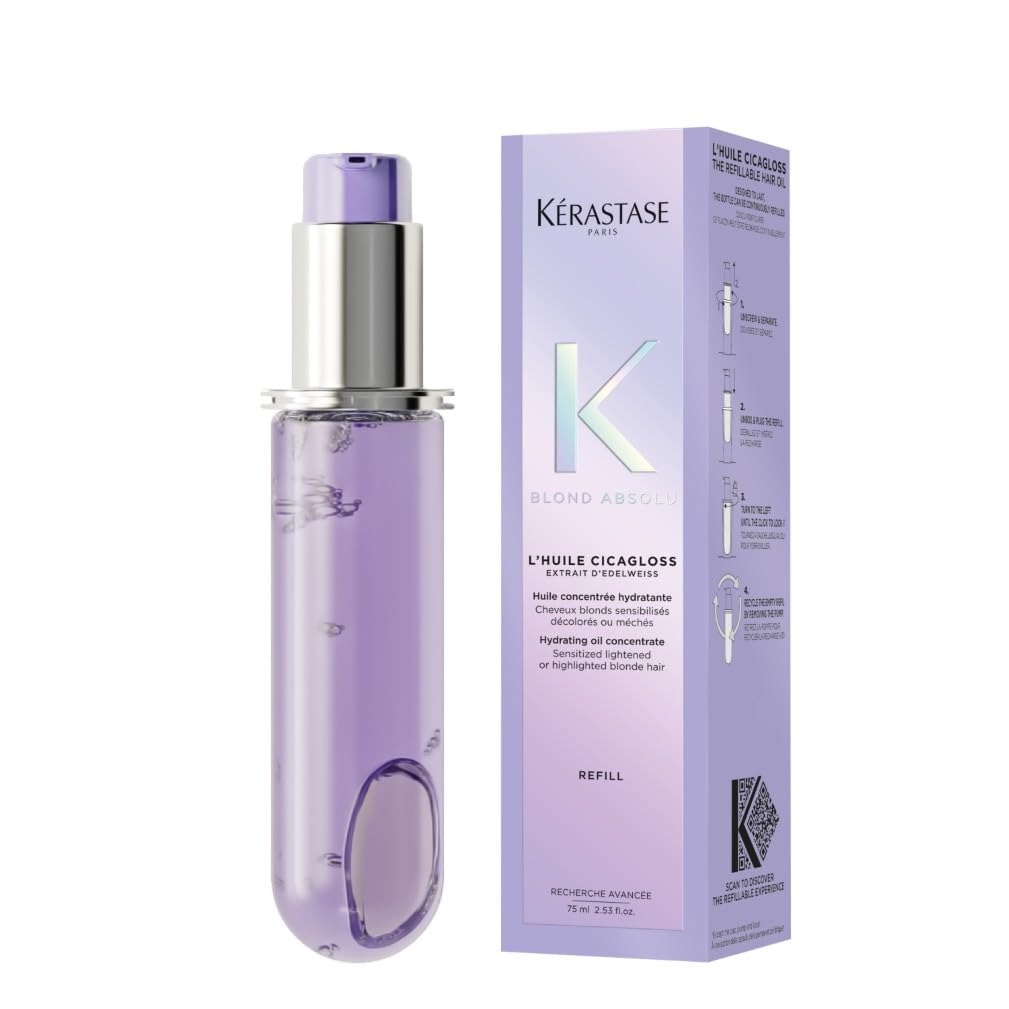 Kérastase Blond Absolu, Intense Blonde Strengthening Hair Oil, For Sensitised Lightened or Highlighted Hair, With Hyaluronic Acid & Edelweiss Flower, Huile Cicaextreme, 75ml Refill