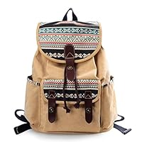 Douguyan Women Floral Print Casual Canvas Backpack Rucksack Classical School Backpacks Brown 137