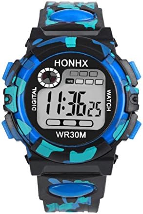 Anxinke Children Boys Waterproof Watches Electronic Sports Wristwatch (Blue)