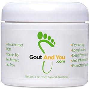Image of GoutandYou Therapeutic Gout Relief Cream with Arnica Extract, Ilex Leaf Extract, Aloe Vera and Tea Tree Oil.