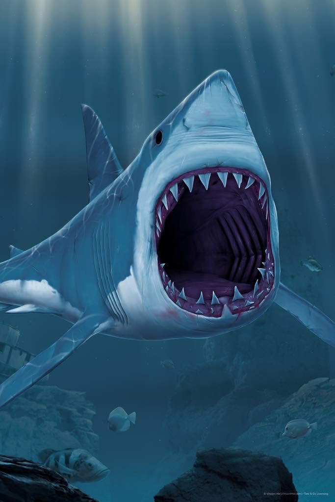 Great White Shark Bite Huge Jaws by Vincent HIE Cool Wall Decor Art Print Poster 12x18