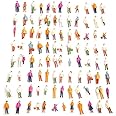 Airlxf 100PCS HO Scale Tiny People Set - Mixed Painted Plastic Figures