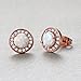 DwearBeauty Rose Gold Plated Stud Cubic Zirconia and Opal Earrings (Round-Shape Rose Gold)