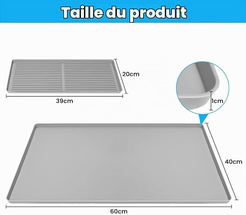 Tapis de Machine à Café 2 en 1, 60x40 cm Tapis pour Machine à Café Tapis Égouttoir Vaisselle, Tapis de Séchage Rapide Cafetiere, Plateau Antidérapant Cafetiere en Silicone pour Cuisine Bar Gris — photo 2 sur 8