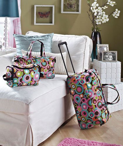 Rolling Luggage 3 Piece Set Suitcase Duffle Bag Toiletry Tote Vacation Travel