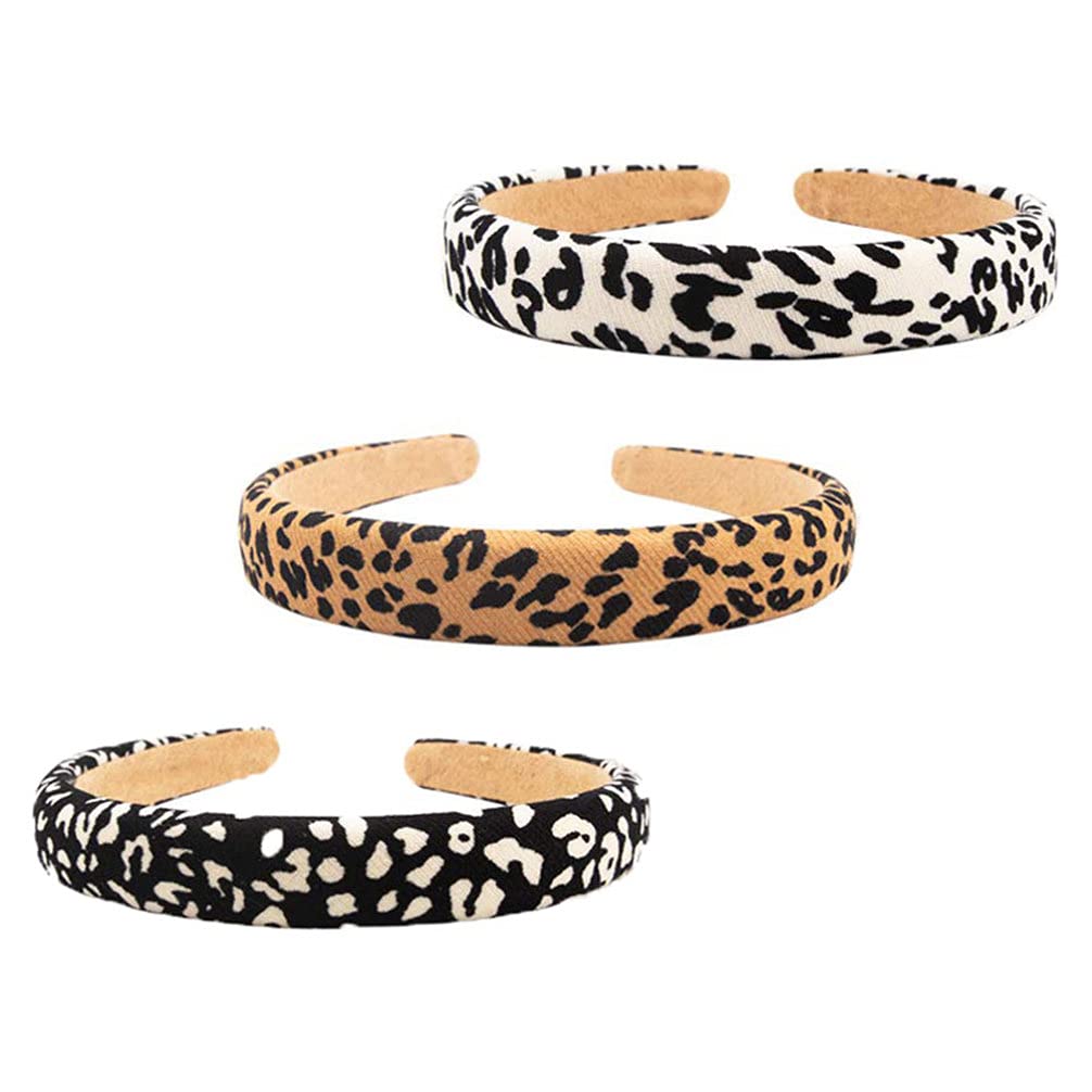 Lurrose 3pcs Leopard Print Headband, Thin Leopard Hair Bands Headwear Print Hair Accessories for Women girls