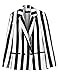 Payeel Costume Black and White Striped Leisure Blazers Jacket Suit(Small)