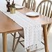 Lahome Handmade Cotton Crochet Table Runner with Tassels Off-White Retro Macrame Table Runners for Wedding Festival Event Table Decoration (9.5