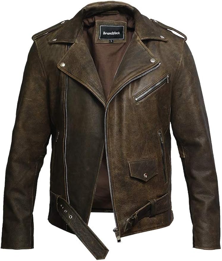 Herren Lederjacke Vintage Style - PU Leder Fliegerjacke Biker Look