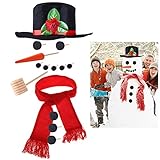 iBaseToy Snowman Making Kit - Includes Hat Scarf Carrot-Nose Tobacco Pipe and Black Dots for Eyes Mouth Buttons