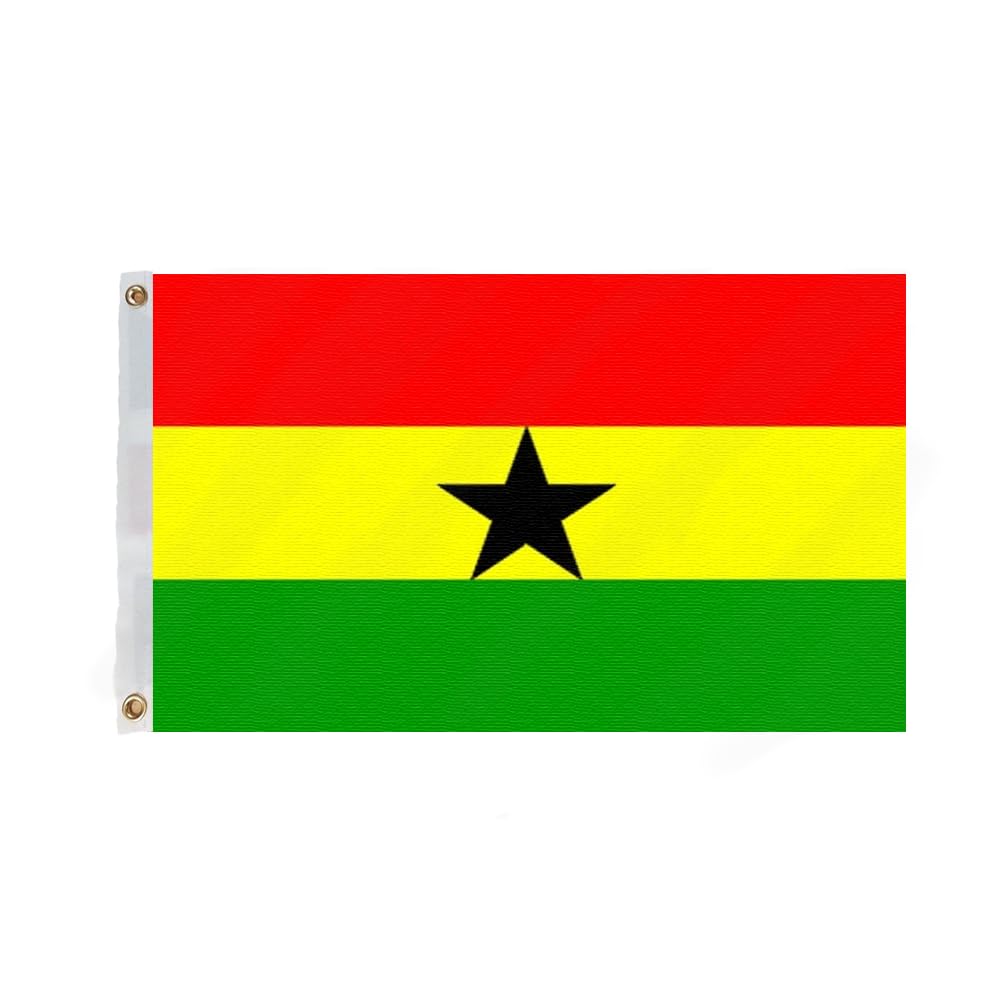 Flagmax Ghana Flag Durable 5ft x 3ft (150cm x 90cm) with Eyelets - Ghanaian Flag for Outdoor and Indoor Display - High-Quality Flag of Ghana for Home, Office, or Events