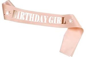 HOWAF Rose Gold Birthday Sash Birthday Girl Satin Sash Party Favour Birthday Gift Birthday Accessories for Girls Woman, One S