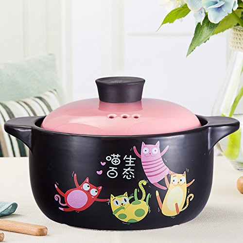 Click Here to See More Images 2.5L Korean Ceramic Casserole Porridge Soup Household Fire Resistant Casserole Stew with A Lid Stone Pot Kitchen Cooker