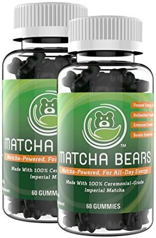 Matcha Bears Matcha Infused Gummy Vitamin & Supplement Made with Ceremonial Grade Green Tea Matcha Powder | Natural Antioxidant Powerhouse (120 Gummies)