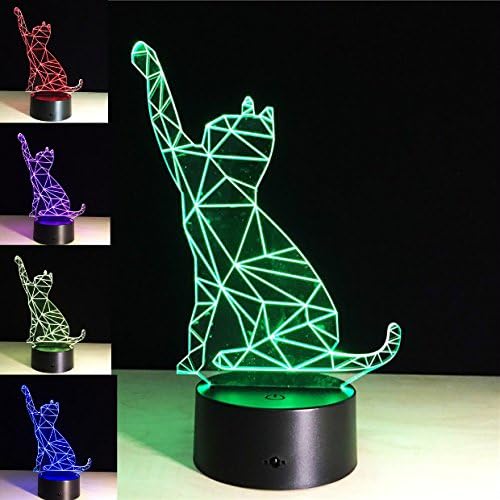Lucky Fortune Cat 3D Night Light 7 Color Change LED Table Lamp Xmas Toy Gift