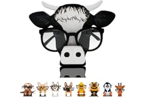 KhuaArt Newsukie,Wooden Animal Glasses Holder - Cute Cute Eyeglasses Stand,Carving Sunglasses Eyeglass Display Stand,Newsukie Creative Gift Glasses Holder for Desk (Cow-1)