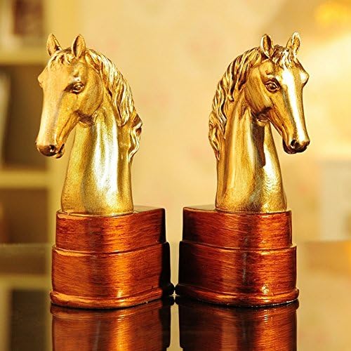 European Classical Bust Horse Ornaments/Desk Book Bookends Library Display-A