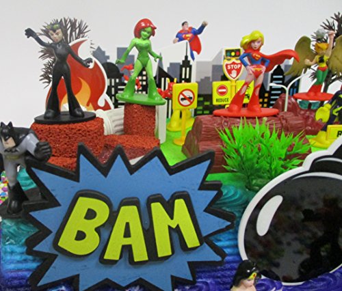 DC Comics Super Hero Girls Birthday Cake Topper Set Featuring Figures and Decorative Themed Accessories - Thumbnail 4