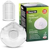 Disposable Dust Mask with Exhalation Valve (15 pack), Personal Protective Equipment – N95 Particulate Respirators for Construction, Home, DIY Projects
