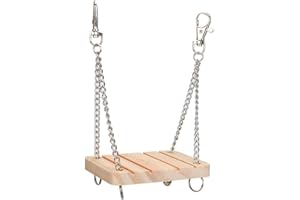 GLOGLOW Hamster Swing, Wooden Swing with Adjustable Hanging Chain for Chinchilla Rat Gerbil and Dwarf Hamster Hanging Bed Hammock Cage Exercise Molar Toy