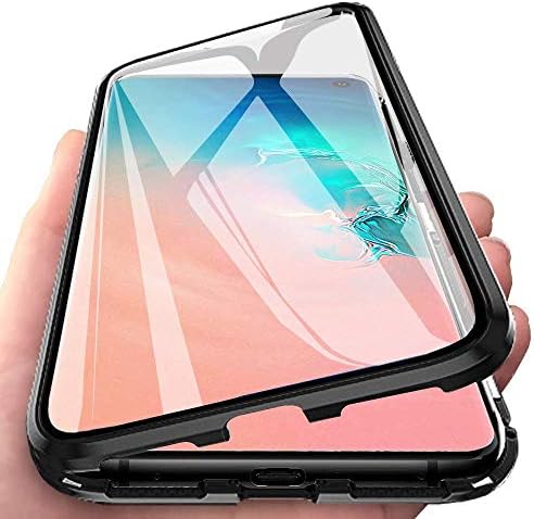 MATOP Compatible for Galaxy S10 Magnetic Adsorption Technology Phone Case Ultra-Thin Metal Frame Double-Sided Tempered Glass Scratch-Resistant Built-in Magnet Flip Cover for Galaxy S10