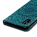 iPhone X Case, iPhone 10 Wallet Case PU Leather Embossed Sunflower Magnetic Closure Credit Card Holder Flip Stand Folio Protective Cover Case for iPhone X / iPhone 10, Blue